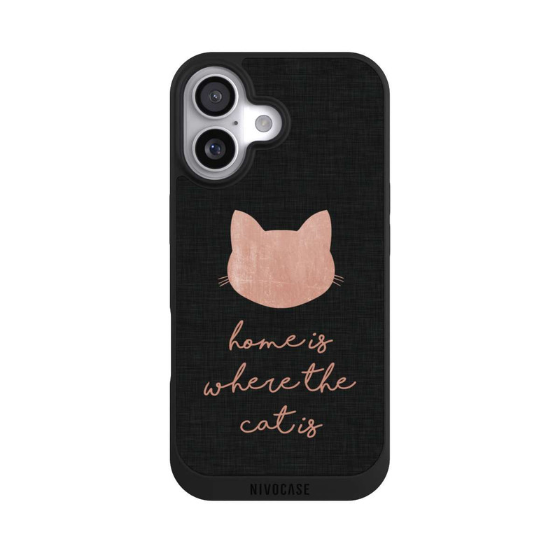 iPhone 17 NIVOpure Home Is Where The Cat Is - Rosa auf Schwarz 
