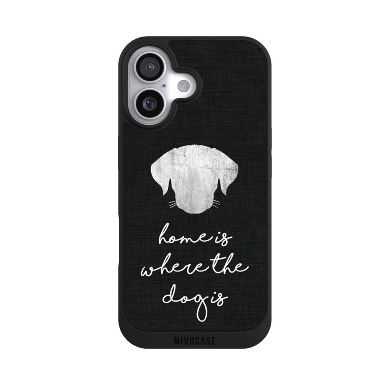 iPhone 17 NIVOpure Home Is Where The Dog Is - Weiß auf Schwarz