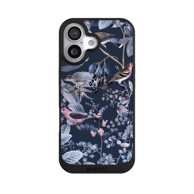 iPhone 17 NIVOpure Vögel und Beeren blau
