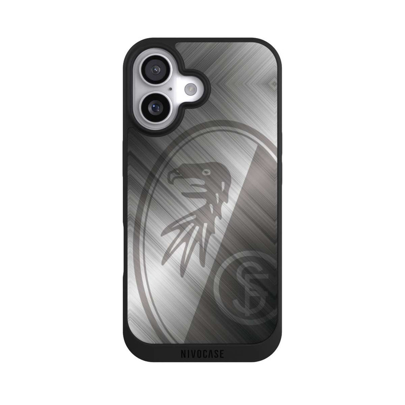 iPhone 17 NIVOpure SC Freiburg Glänzendes Metall Hintergrund