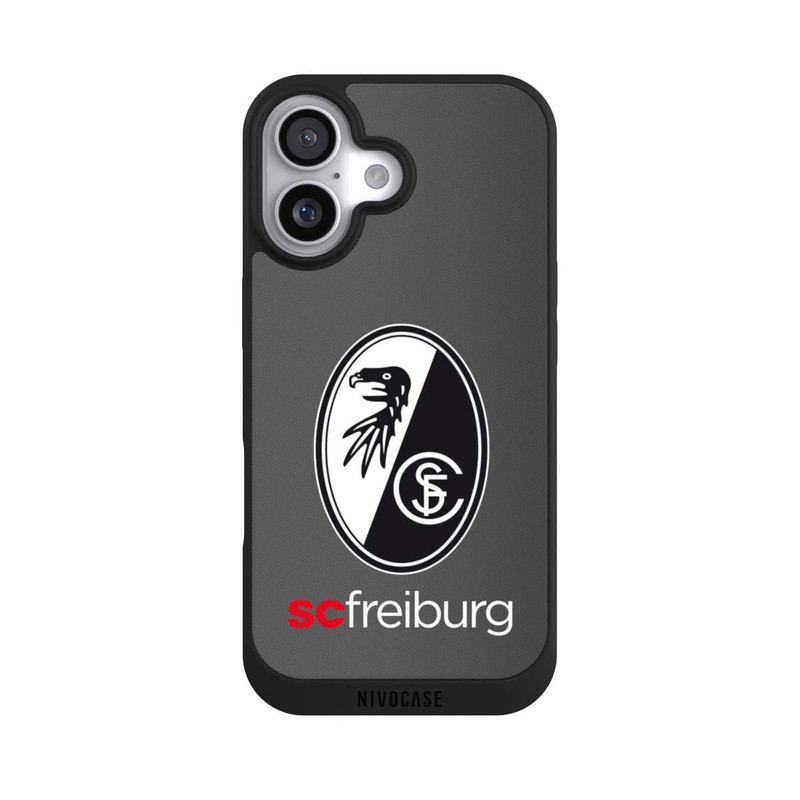 iPhone 17 NIVOpure Carbon Hell Hintergrund mit dem Schriftzug SC Freiburg