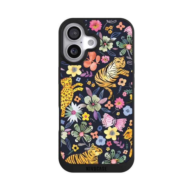 iPhone 17 NIVOpure Frühlingsblumen mit Tiger schwarz
