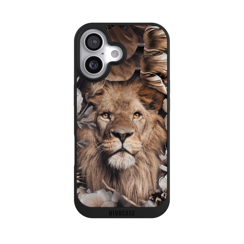 iPhone 17 NIVOpure Löwe Blumenrahmen Beige