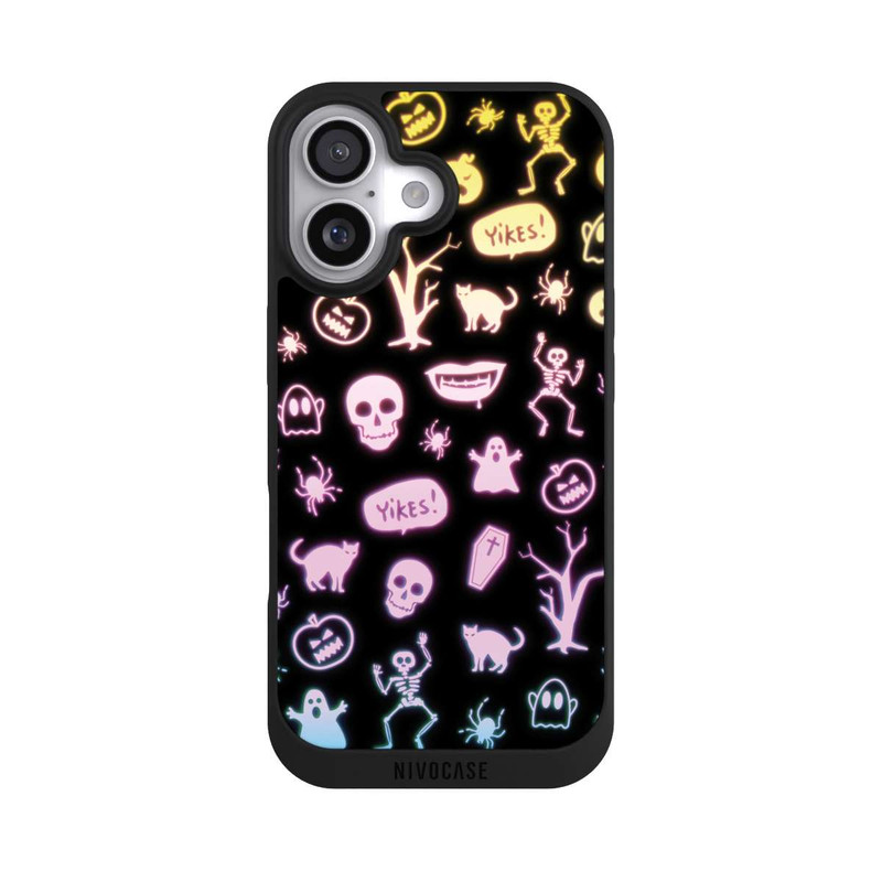 iPhone 17 NIVOpure Neon Halloween Aufkleber Schwarzer Hintergrund
