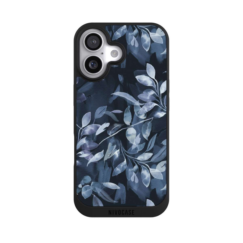 iPhone 17 NIVOpure Mystische Aquarellblätter marineblau
