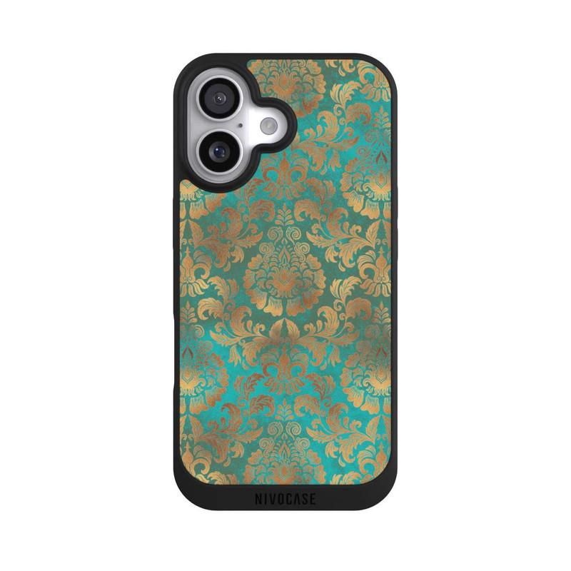 iPhone 17 NIVOpure Damask Wallpaper Turquoise