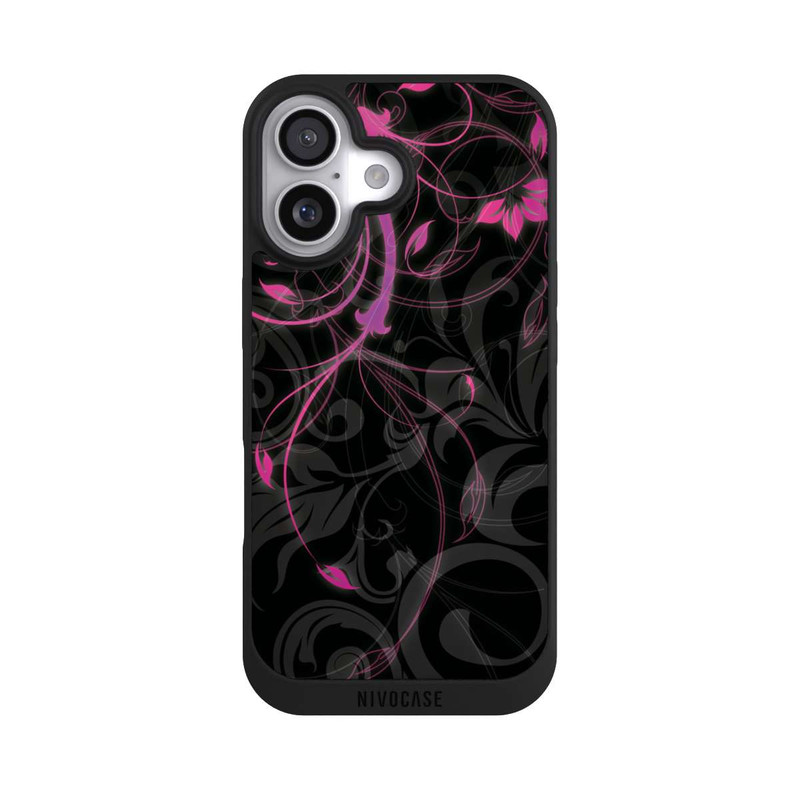 iPhone 17 NIVOpure Fleurs d'automne noires et roses