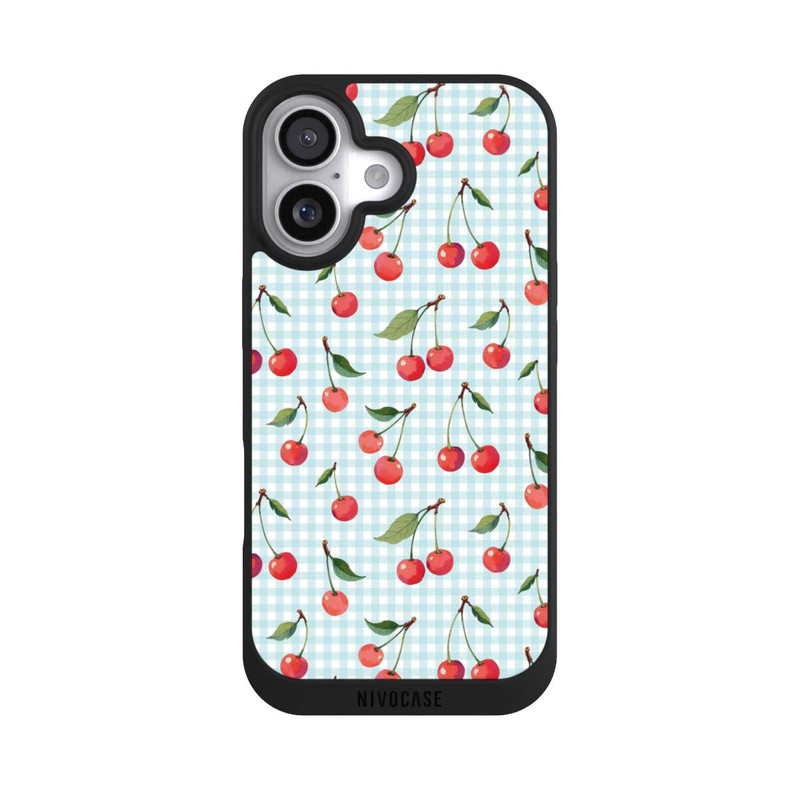 iPhone 17 NIVOpure Cherries and Blue Gingham