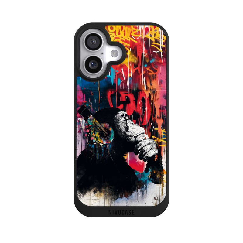iPhone 17 NIVOpure Affe Stereo Kopfhörer Graffiti Street Art Blau