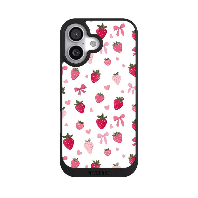 iPhone 17 NIVOpure Strawberry Ribbon Pattern Pink