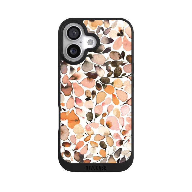 iPhone 17 NIVOpure Eucalyptus Watercolor Leaves Dark Brown Autumn