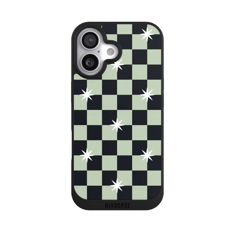iPhone 17 NIVOpure Checked Pattern Black Grey Stars