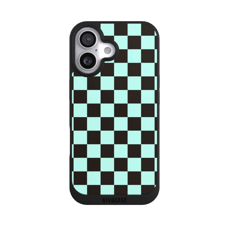 iPhone 17 NIVOpure Schachbrett Braun Blau