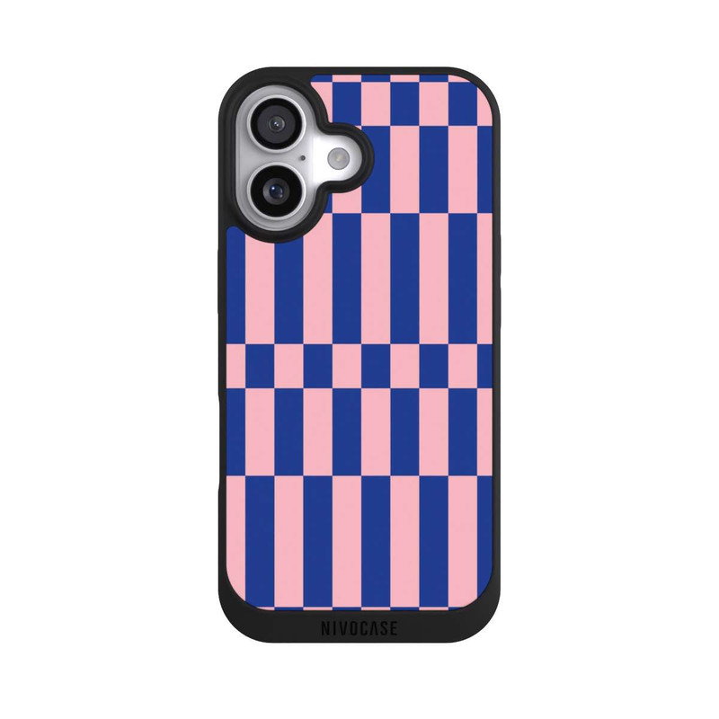 iPhone 17 NIVOpure Checked Abstract Bold Electric Blue and Pink Color Block