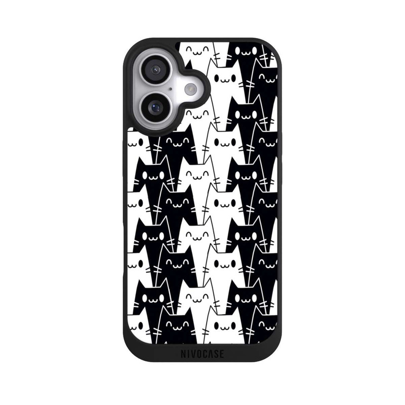 iPhone 17 NIVOpure Katzentapete Schwarz Weiß