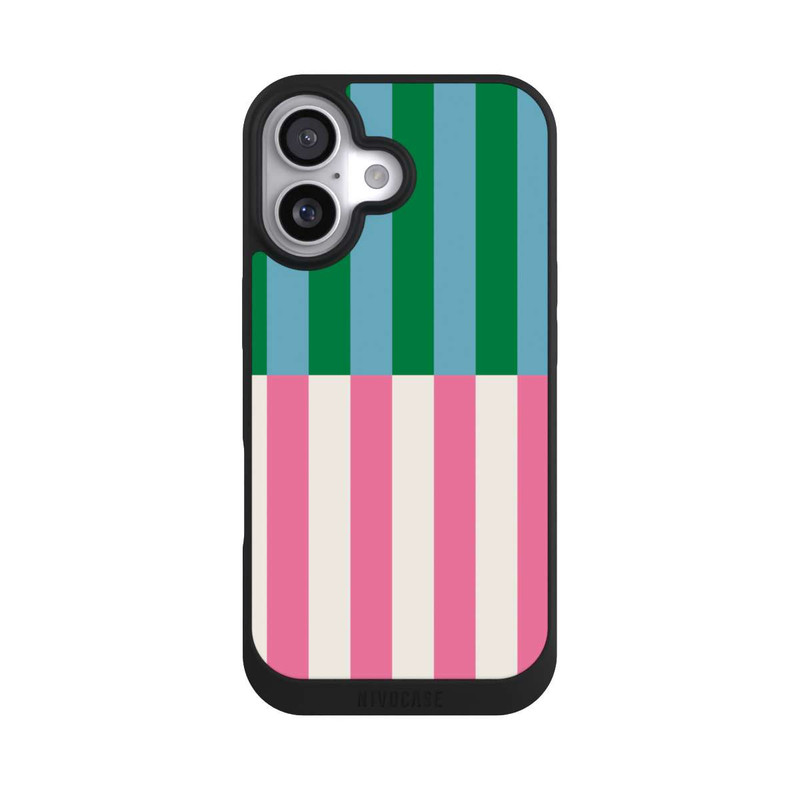iPhone 17 NIVOpure Motif Rayé Vert Rose