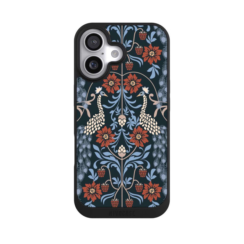 iPhone 17 NIVOpure Vintage Peacock Garden Arts and Crafts Floral Dark