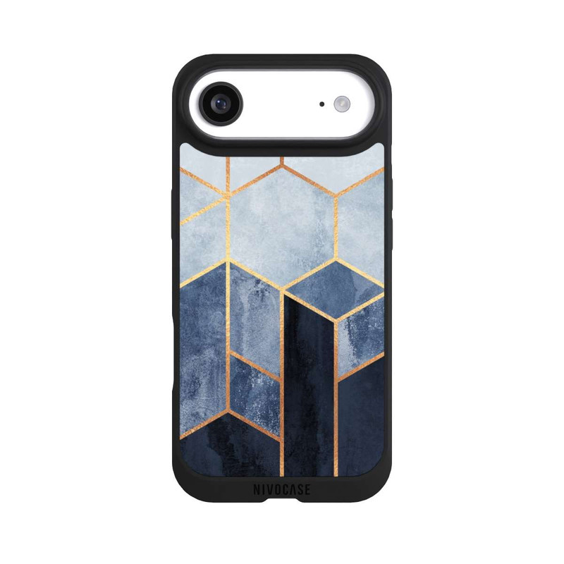 iPhone Air NIVOpure Impression d'or d'hexagones bleus doux