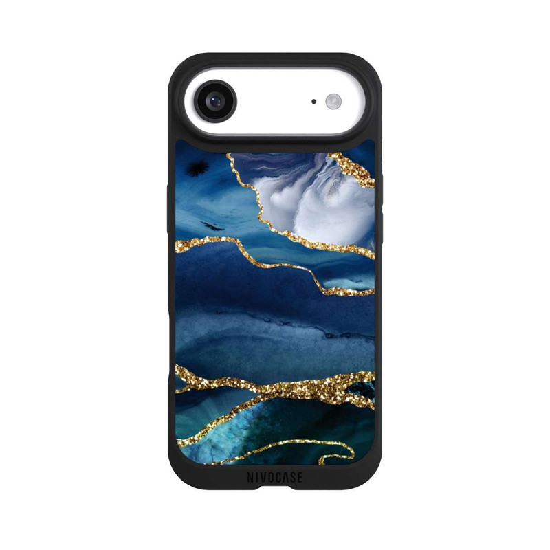 iPhone Air NIVOpure Aspect marbre bleu pailleté doré