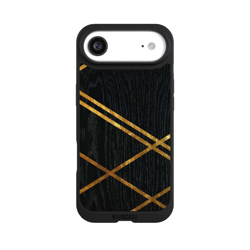 iPhone Air NIVOpure Noir Motif géométrique Rayures dorées
