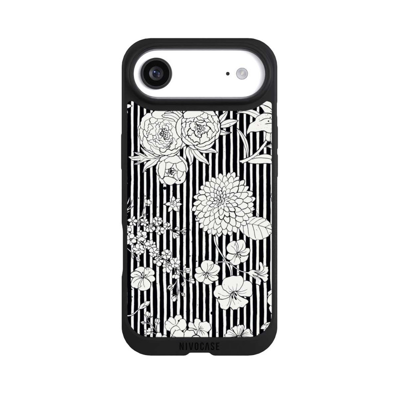 iPhone Air NIVOpure Fleurs et rayures noir et blanc