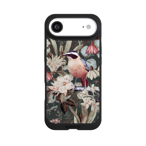 Apple iPhone Air NIVOpure Orangefarbener Vogel im Vintage Blumenmuster