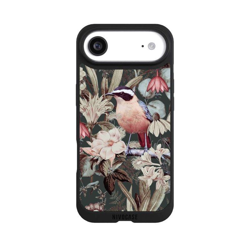 iPhone Air NIVOpure Orangefarbener Vogel im Vintage Blumenmuster
