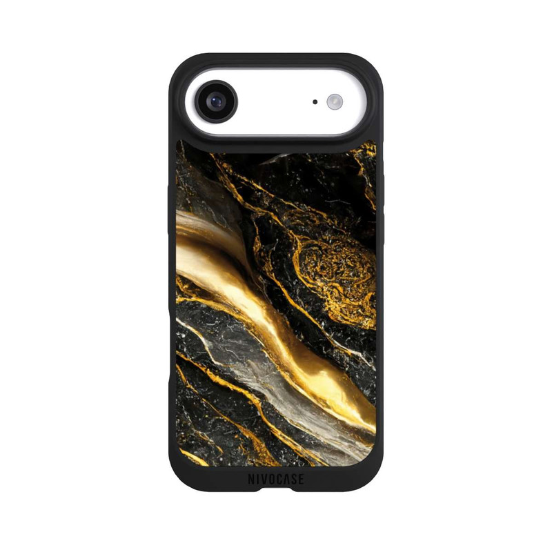 iPhone Air NIVOpure Schwarze Marmor Goldschichten
