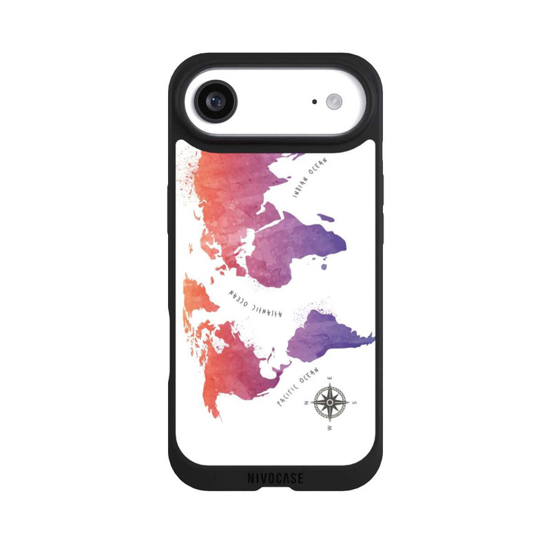 iPhone Air NIVOpure Carte du monde aquarelle blanche