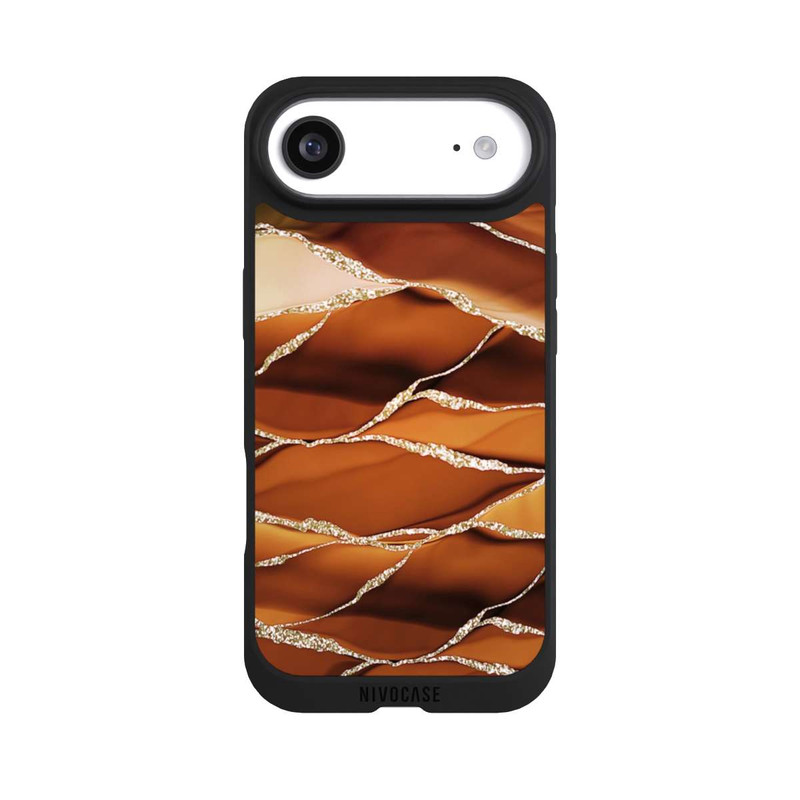 iPhone Air NIVOpure Braune Marmorstreifen im Glitzer Look