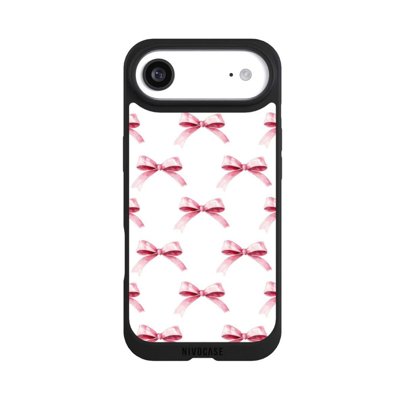 iPhone Air NIVOpure Motif Nœud Rose sur Fond Blanc