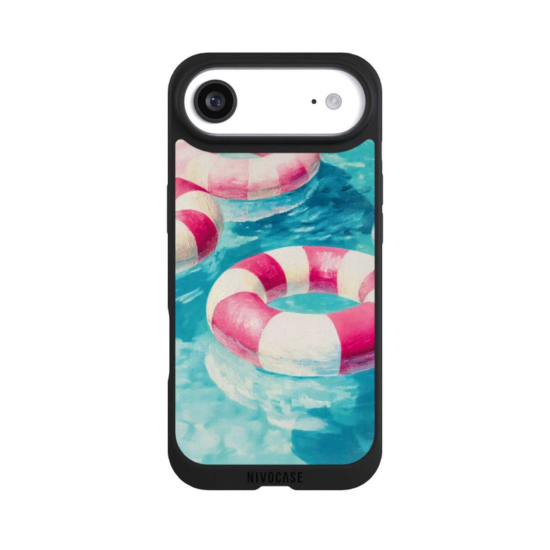 iPhone Air NIVOpure Gestreifte Schwimmringe im Pool