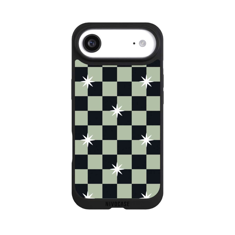 iPhone Air NIVOpure Checked Pattern Black Grey Stars