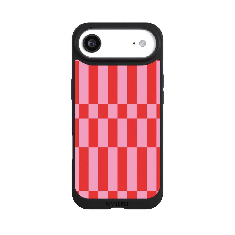 iPhone Air NIVOpure Checked Abstract Bold Coral Red and Pink Color Block