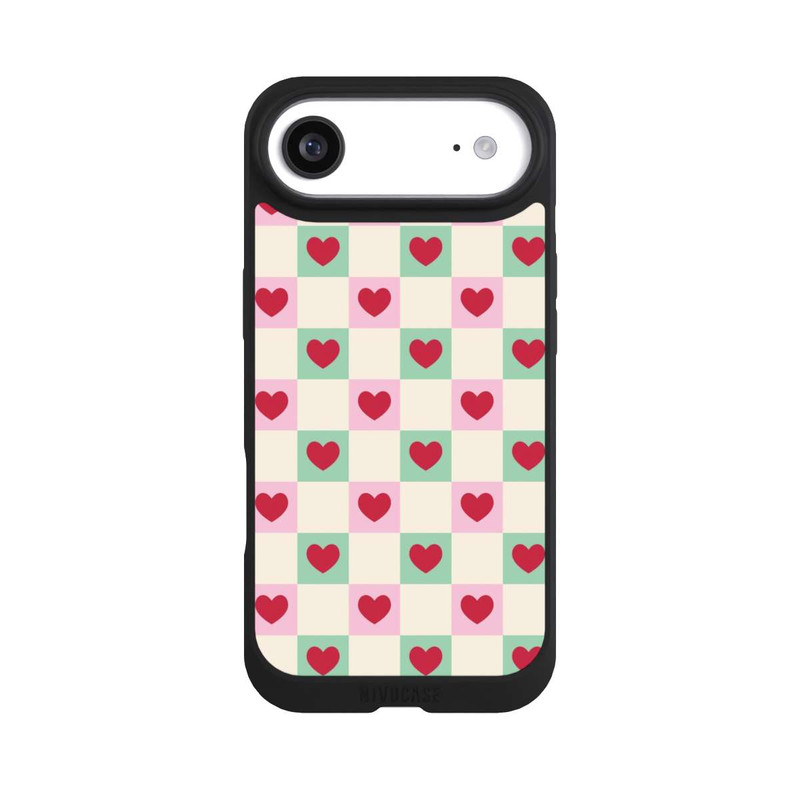 iPhone Air NIVOpure Karomuster Herzen Rosa und Grün Valentinstag