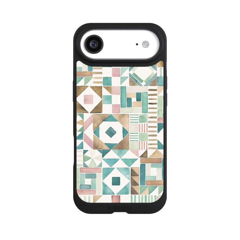 iPhone Air NIVOpure Geometric Blocks Retro Vintage Patchwork Green
