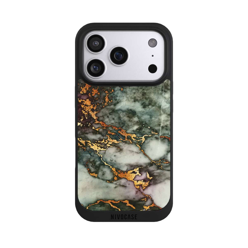 iPhone 17 Pro NIVOpure Grauer und goldener Marmor Look