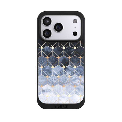 Apple iPhone 17 Pro NIVOpure Blaue Sechsecke und Diamanten Golddruck