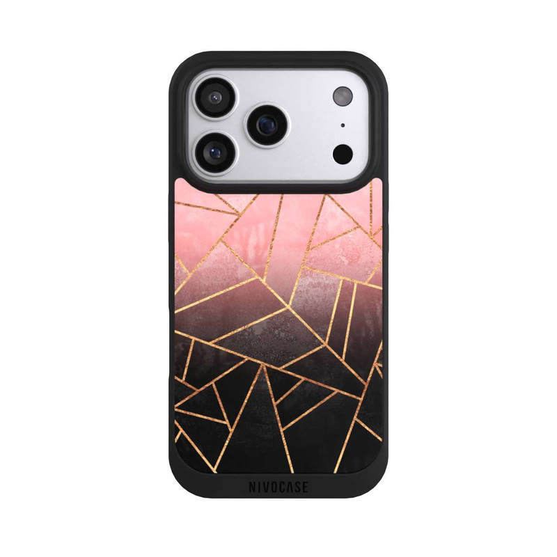 iPhone 17 Pro NIVOpure Pinker und Schwarzer Stein Gold Druck