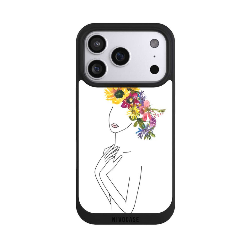 iPhone 17 Pro NIVOpure Line Art femme et couronne de fleurs