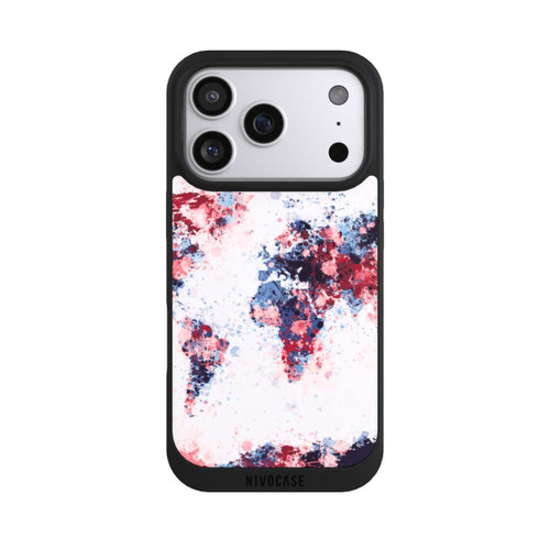 Apple iPhone 17 Pro NIVOpure Carte du monde : éclaboussures de peinture bleu rouge