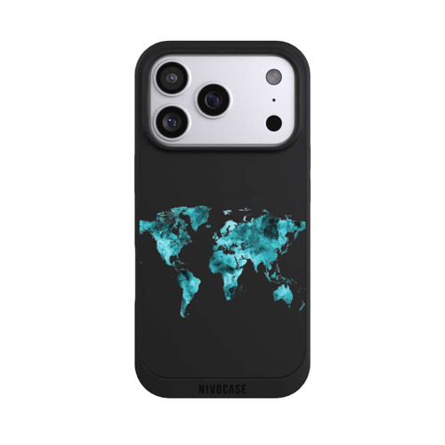 Apple iPhone 17 Pro NIVOpure Carte du monde Teal Transparent