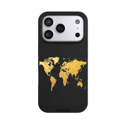 Apple iPhone 17 Pro NIVOpure Carte du monde or transparent
