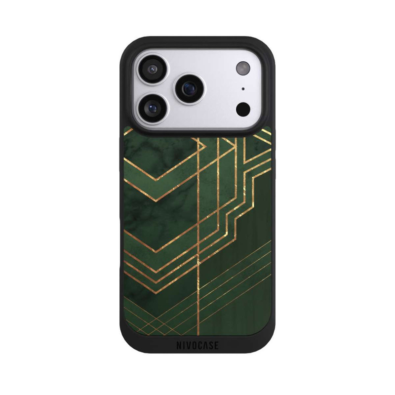 iPhone 17 Pro NIVOpure Dunkelgrün gemustert Goldene Streifen