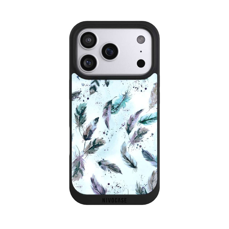 iPhone 17 Pro NIVOpure Magische Federn Sanftes Blau