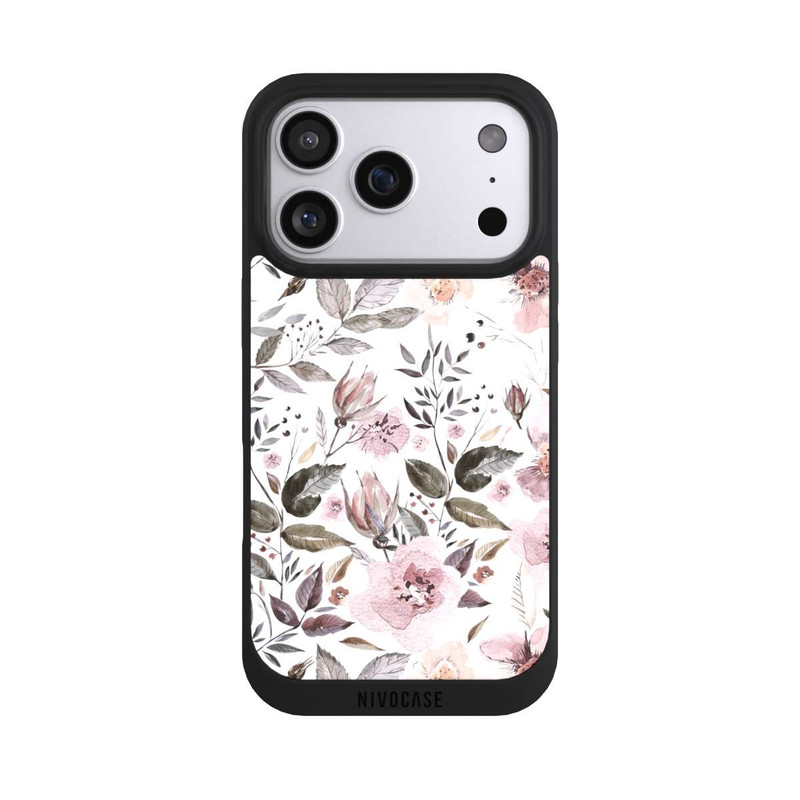 iPhone 17 Pro NIVOpure Aquarelle Fleurs Roses Brunes