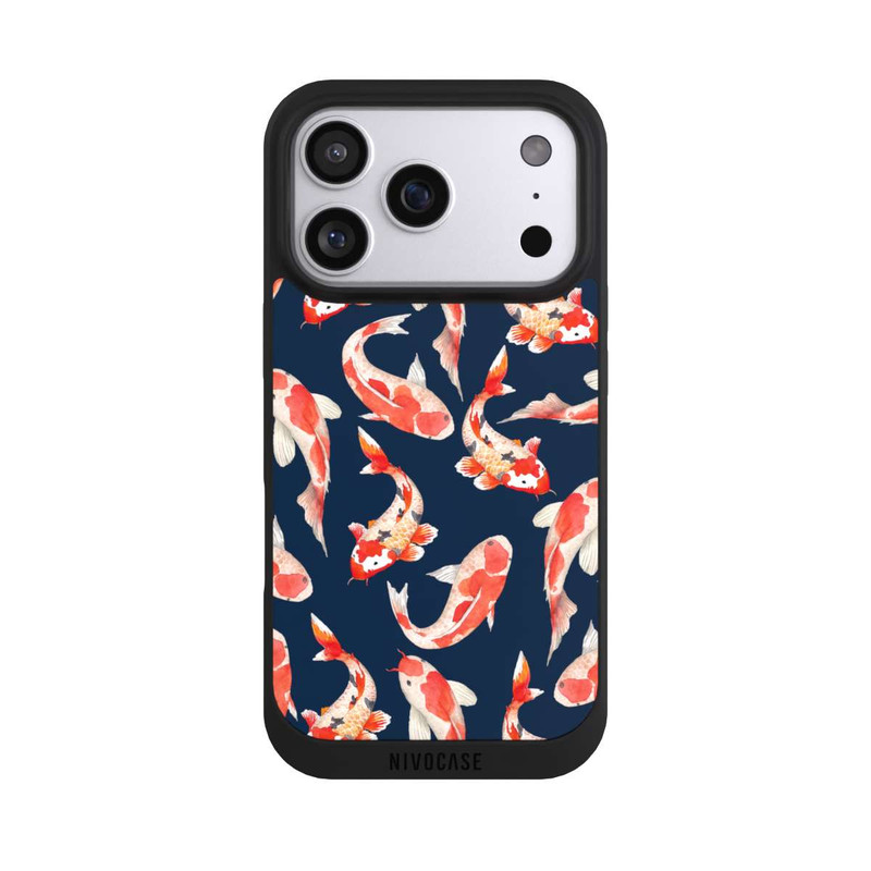 iPhone 17 Pro NIVOpure Poisson corail sur fond bleu