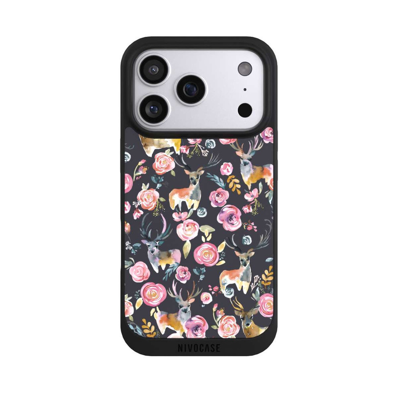 iPhone 17 Pro NIVOpure Hirsche und Blumen Anthrazit