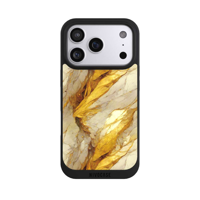 iPhone 17 Pro NIVOpure Couches d'impression en marbre blanc et or