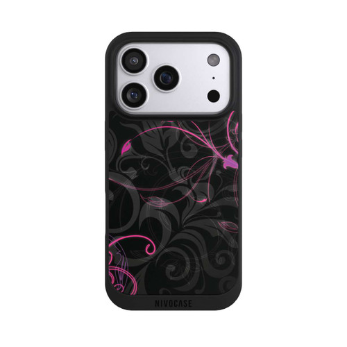 Apple iPhone 17 Pro NIVOpure Black and Pink Autumn Flowers 